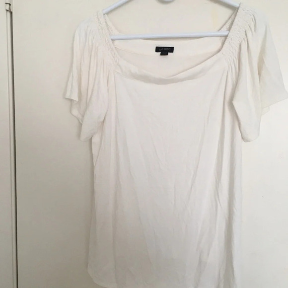 J Jill white Wearever peasant style short sleeved blouse, size large - Picture 1 of 9